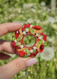  BP-367 Kit for making a Crystal Art brooch "Summer Wreath"