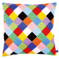 PN-0156326 Vervaco Long Stitch Cushion "Colourful Diamonds"