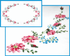 Ribbon embroidery kit L-010 "Chrysanthemums with forget-me-not flowers" 