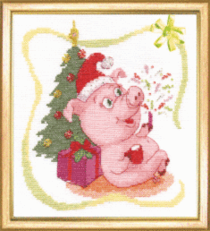 Cross-stitch kit А-211 "Series «Oriental horoscope» Happy New Year of Pig!"