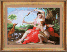 Mixed technique stitch kit М-14 By William-Adolphe Bouguereau "Diana and Cupid" 