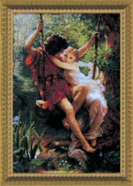 Cross-stitch kit №481 By west-european painting "Lovers at the swings"