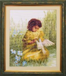 Cross-stitch kit №484 "A girl with a pigeon"