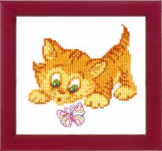 BT-026 Counted cross stitch kit Crystal Art "Familiarity with butterfly"