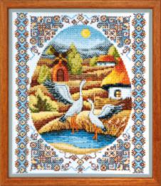 BT-011 Counted cross stitch kit Crystal Art "On water meadows"
