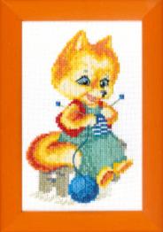 BT-032 Counted cross stitch kit Crystal Art "Fox needlewoman"