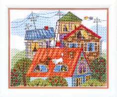 BT-092 Counted cross stitch kit Crystal Art "At the roof"