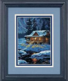 65007 Counted cross stitch kit DIMENSIONS "Moonlit Cabin"