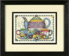 06877 Counted cross stitch kit DIMENSIONS "Teatime Pansies"