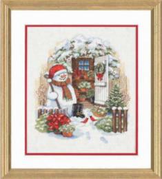 08817 Counted cross stitch kit DIMENSIONS "Garden Shed Snowman" 