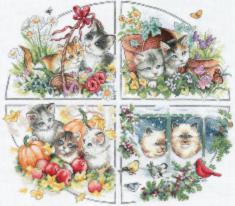 35154 Counted cross stitch kit DIMENSIONS "Four Seasons Kittens"