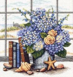 35166 Counted cross stitch kit DIMENSIONS "Hydrangeas and Shells"
