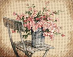 35187 Counted cross stitch kit DIMENSIONS "Roses on White Chair"