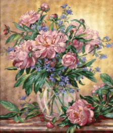 35211 Counted cross stitch kit DIMENSIONS "Peonies & Canterbury Bells"