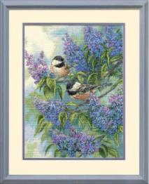 35258 counted cross stitch kit DIMENSIONS "Chickadees and Lilacs"