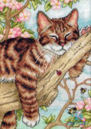 65090 Counted cross stitch kit DIMENSIONS "Napping Kitten"