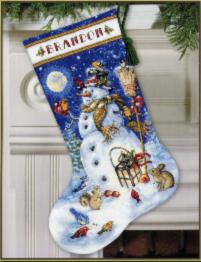 70-08839 Counted cross stitch kit DIMENSIONS "Snowman & Friends. Stocking"