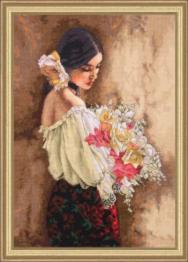70-35274 Counted cross stitch kit DIMENSIONS "Woman with Bouquet"