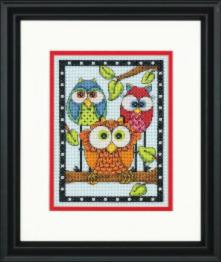 70-65159 Counted cross stitch kit DIMENSIONS "Owl Trio"