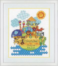 70-74066 Counted cross stitch kit DIMENSIONS "Noah’s Animals Birth Record"