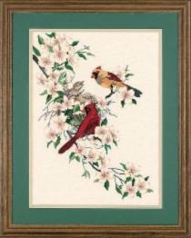 01516 Satin stitch kit DIMENSIONS "Cardinals in Dogwood"