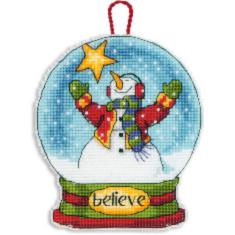 70-08904 Counted cross stitch kit DIMENSIONS "Believe Snowglobe Christmas Ornament"