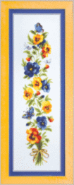 Mixed technique stitch kit М-141 "Composition of pansies"