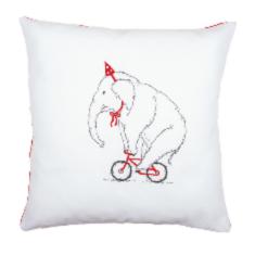 PN-0162239 Vervaco Embroidery Cushion "Elephant on bike"