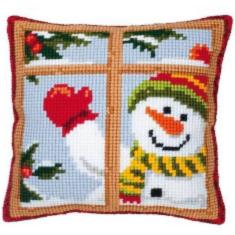 PN-0008519 Cross stitch kit (pillow) Vervaco "Happy Snowman"