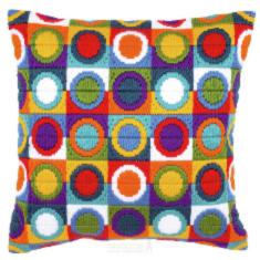 PN-0021380 Vervaco Long Stitch Cushion "Varicolored Circles"