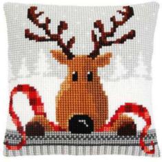 PN-0148051 Vervaco Cross Stitch Cushion "Reindeer with a Red Scarf"