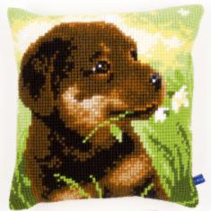 PN-0150689 Vervaco Cross Stitch Cushion "Rottweiler Puppy"