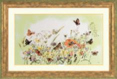 PN-0007967 Counted cross stitch kit LanArte "Flowers/Butterfly"