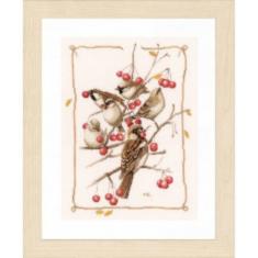 PN-0162298 Counted cross stitch kit LanArte "Sparrows with Red Berries"