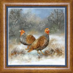 Partial embroidery kit RK-096 "Partridges at winter meadow"