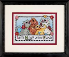 65101 Counted cross stitch kit DIMENSIONS "Life is Nothing Without Friends"