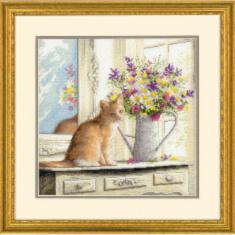 70-35359 Counted cross stitch kit DIMENSIONS "Kitten in the window"