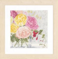 PN-0155030 Counted cross stitch kit LanArte "Pastel Flowers in Vase"