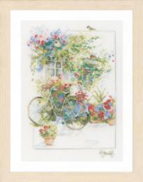 PN-0168447 Counted cross stitch kit LanArte "Flowers & Bicycle"