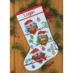 70-08951 Counted cross stitch kit DIMENSIONS "Holiday Hooties Stocking"