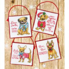 70-08972 Counted cross stitch kit DIMENSIONS "Christmas Pups. Ornaments"