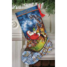 70-08923 Counted cross stitch kit DIMENSIONS "Santa's Flight. Stocking"