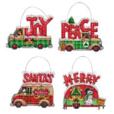 70-08974 Counted cross stitch kit DIMENSIONS "Holiday Truck Ornaments"