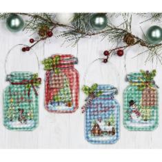 70-08964 Counted cross stitch kit DIMENSIONS "Christmas Jar Ornaments"