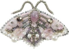 BP-218 Beadwork kit for creating broоch Crystal Art "Lilac butterfly"