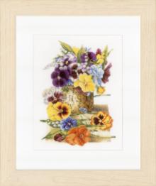 PN-0154463 Counted cross stitch kit LanArte "Pot of Pansies"