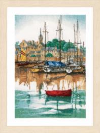 PN-0171005 Counted cross stitch kit LanArte "Sunrise at yacht harbour" 