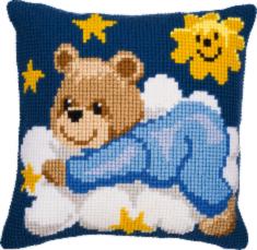 PN-0008573 Vervaco Cross Stitch Cushion "Blue Nightime Bear"