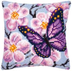 PN-0008501 Cross stitch kit (pillow) Vervaco "Purple Butterfly"