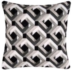 PN-0148243 Vervaco Long Stitch Kit Cushion "Black & White"